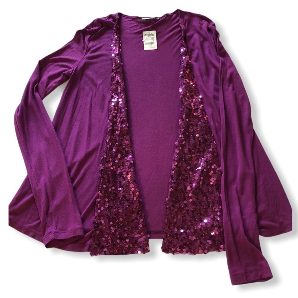 Charlotte Russe Open Front Waterfall Cardigan Raspberry Size Small NWT